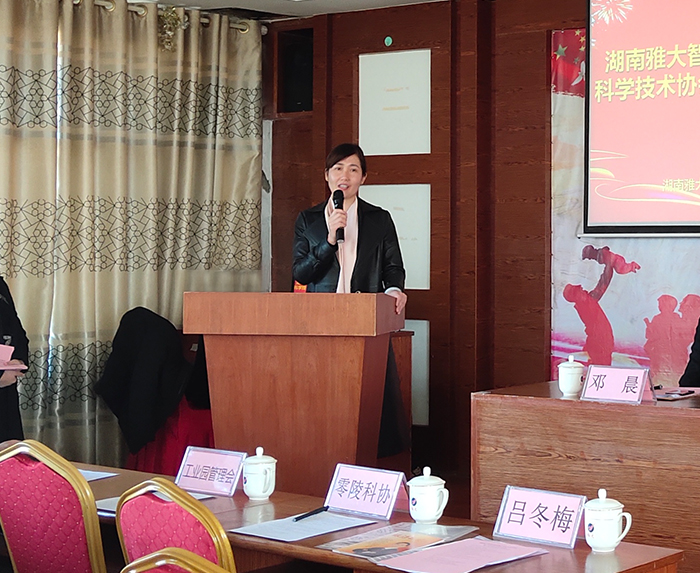 零陵工業(yè)園區(qū)管委會(huì)副主任、非公企業(yè)黨委書記朱陽(yáng)輝發(fā)表講話